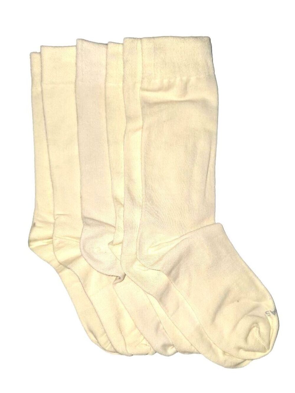 Bombas Womans Ultra Lightweight Calf Dress Socks 3-Pack Medium Cream Cotton NEW
